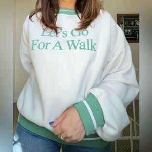 Let’s Go For A Walk Oversized Sweatshirt in Sage by Yellow the Label